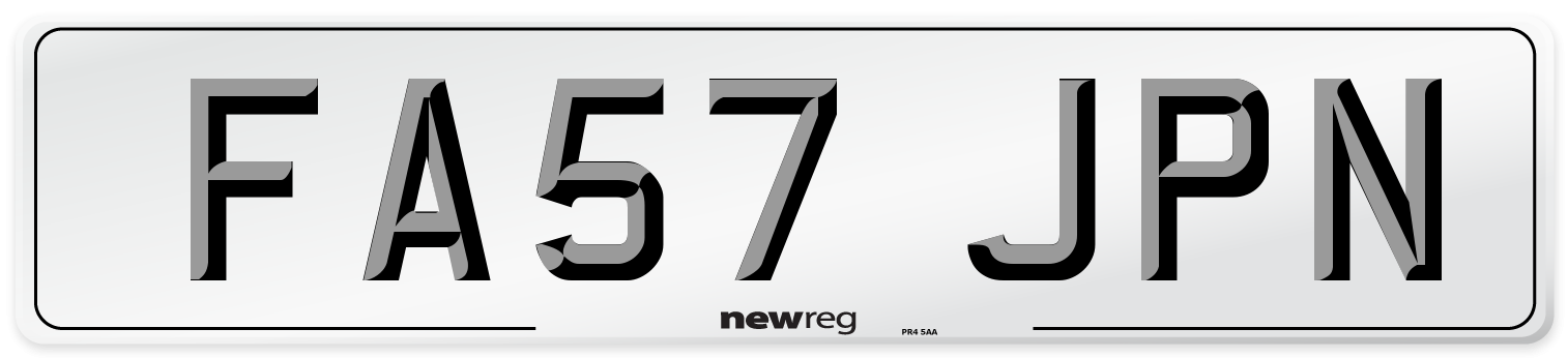 FA57 JPN Number Plate from New Reg